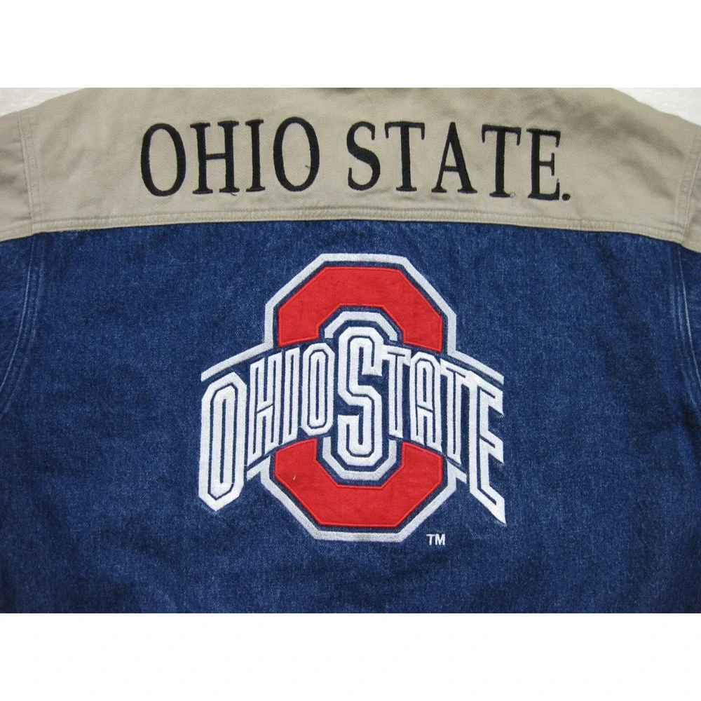 Vintage 90s Lee Sport Varsity Jacket Men's (L) Ohio State Buckeyes Denim